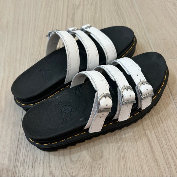 Dr. Martens White Strap Sandals with Black Soles - Picture 2 of 5